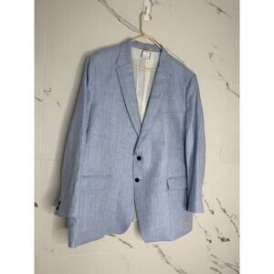Studio Suits Blazer Mens 54 R Light Blue Linen Italian Sports Coat Quiet Luxury